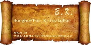 Berghoffer Krisztofer névjegykártya